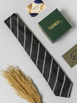 Noir Paisley Stripe Necktie - TOSSIDO