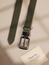 Olive Green & Black Reversible Leather Belt