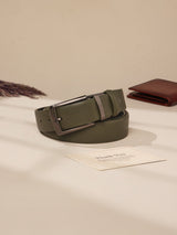 Olive Green & Black Reversible Leather Belt - TOSSIDO