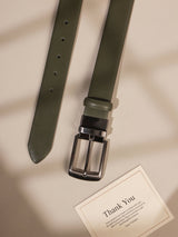 Olive Green & Black Reversible Leather Belt - TOSSIDO