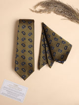 Olive Paisley Performance Silk™ Necktie & Pocket Square Gift Set - TOSSIDO