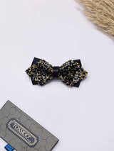 Onyx Gold Studded Bowtie Brooch - TOSSIDO