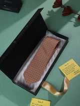 Orange Abstract Printed Necktie - TOSSIDO