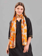 Orange Abstract Printed Stole - TOSSIDO
