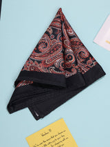 Orange & Black Paisley Pocket Square - TOSSIDO