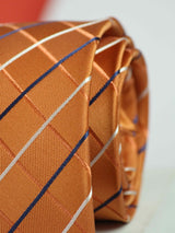 Orange Check Handmade Silk Necktie - TOSSIDO