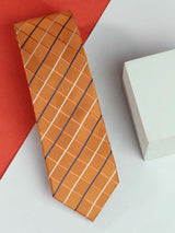 Orange Check Handmade Silk Necktie - TOSSIDO