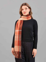 Orange Check Woolen Muffler - TOSSIDO