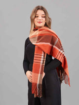 Orange Check Woolen Muffler - TOSSIDO
