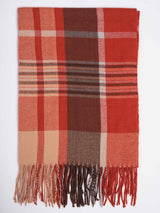 Orange Check Woolen Muffler - TOSSIDO