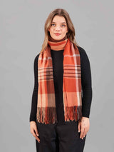 Orange Check Woolen Muffler - TOSSIDO