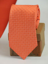 Orange Check Woven Necktie - TOSSIDO