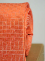Orange Check Woven Necktie - TOSSIDO