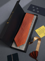 Orange Check Woven Silk Necktie - TOSSIDO