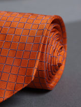 Orange Check Woven Silk Necktie - TOSSIDO