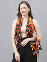 Orange Floral Scarf & Scarf Bag Set - TOSSIDO