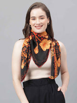 Orange Floral Scarf & Scarf Bag Set - TOSSIDO