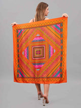 Orange Geometric Large Scarf - TOSSIDO