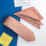 Orange Geometric Necktie & Pocket Square Giftset - TOSSIDO