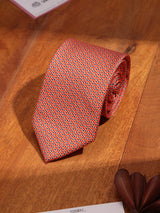 Orange Geometric Printed Necktie - TOSSIDO