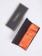 Orange Geometric Woven Cravat & Pocket Square Set - TOSSIDO