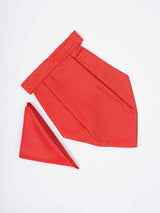 Orange Geometric Woven Cravat & Pocket Square Set - TOSSIDO