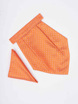 Orange Geometric Woven Cravat & Pocket Square Set - TOSSIDO