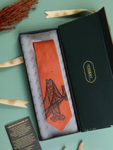 Orange Hand - Painted Woven Necktie - Bridge Pattern - TOSSIDO