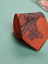 Orange Hand - Painted Woven Necktie - Bridge Pattern - TOSSIDO