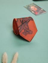 Orange Hand - Painted Woven Necktie - Bridge Pattern - TOSSIDO