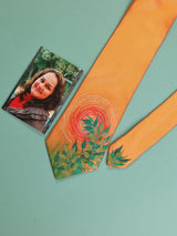 Orange Hand - Painted Woven Necktie - Floral Pattern - TOSSIDO