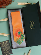 Orange Hand - Painted Woven Necktie - Floral Pattern - TOSSIDO
