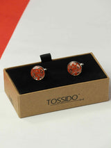Orange Paisley Cufflinks - TOSSIDO