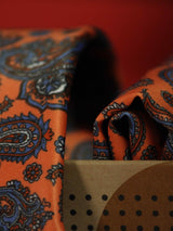 Orange Paisley Printed Necktie and Pocket Square Set - TOSSIDO