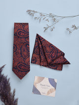 Orange Paisley Woven Necktie & Pocket Square Giftset - TOSSIDO