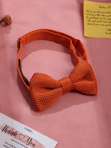 Orange Solid Knitted Bowtie - TOSSIDO
