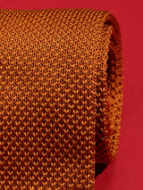 Orange Solid Knitted Necktie - TOSSIDO