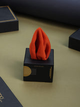 Orange Solid Knitted Pocket Square - TOSSIDO