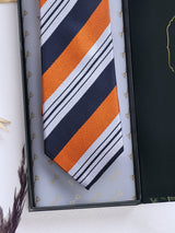 Orange Stripes Woven Silk Necktie - TOSSIDO