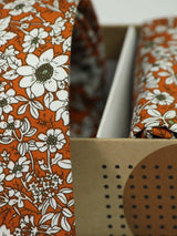 Orange & White Floral Necktie & Pocket Square Giftset - TOSSIDO