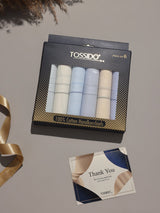 Pastel Blue & Cream Border Cotton Handkerchief Set - TOSSIDO
