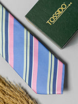 Pastel Blue Multistripe Necktie - TOSSIDO