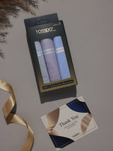 Pastel Lilac & Blue Border Cotton Handkerchief Set - TOSSIDO