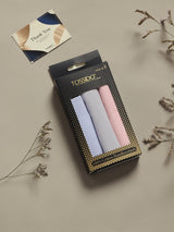 Pastel Panel Border Cotton Handkerchief Set - TOSSIDO