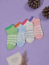 Pastel Stripe Ankle Socks – Pack of 4 - TOSSIDO