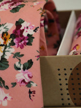 Peach Floral Necktie & Pocket Square Giftset - TOSSIDO