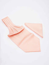 Peach Geometric Woven Ascot & Pocket Square - TOSSIDO