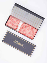 Peach Geometric Woven Ascot & Pocket Square - TOSSIDO