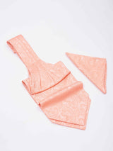 Peach Paisley Woven Ascot & Pocket Square - TOSSIDO
