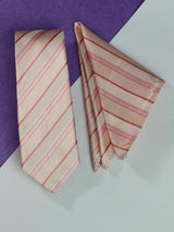 Peach Stripe Necktie & Pocket Square Giftset - TOSSIDO